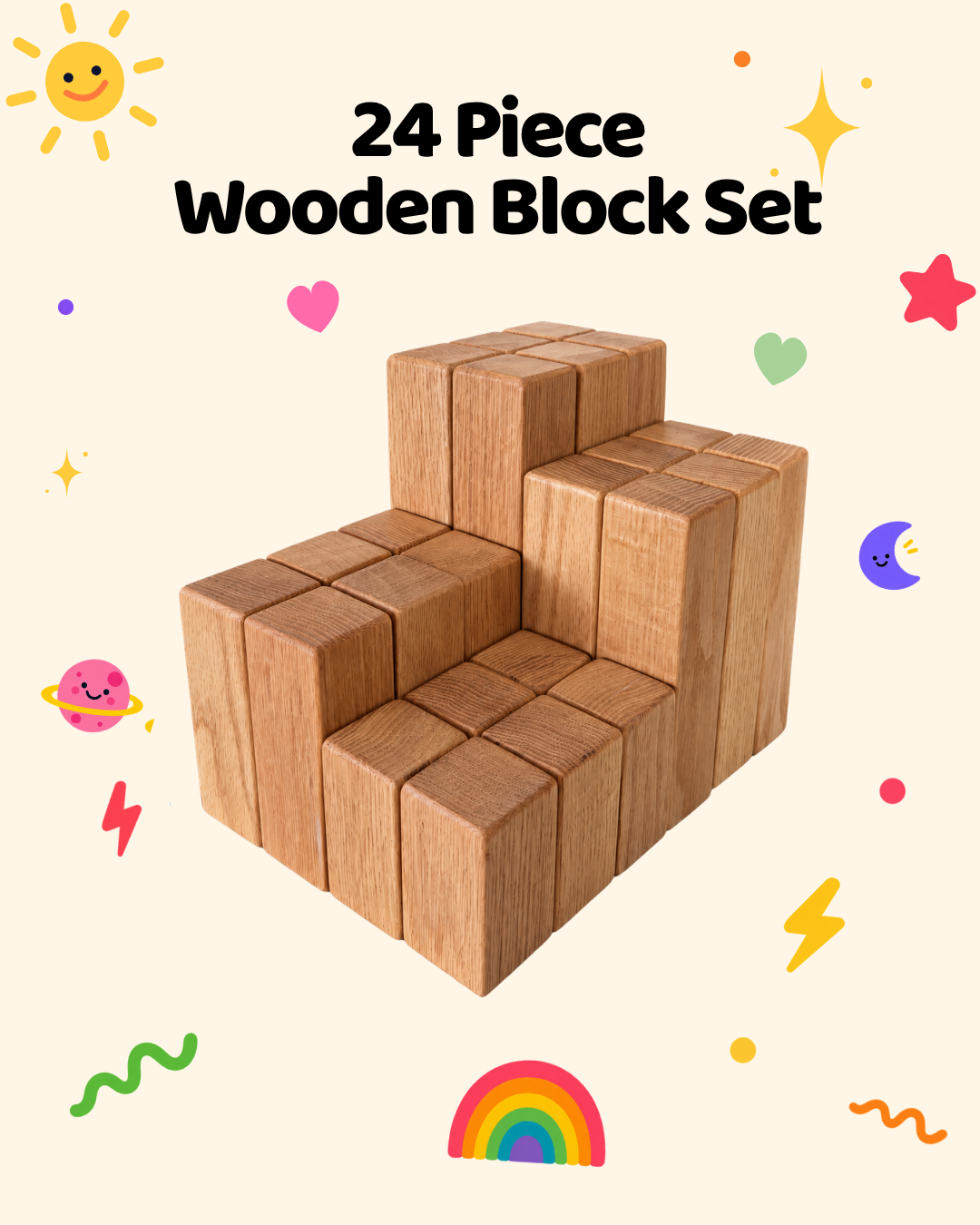 Natural 24 Piece Wooden Block Set