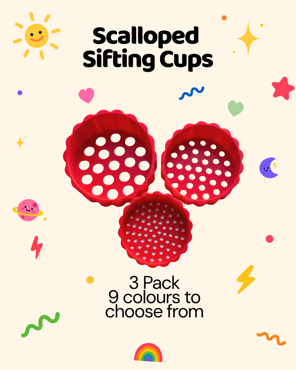 Scalloped Sifting Cups – 3 Pack